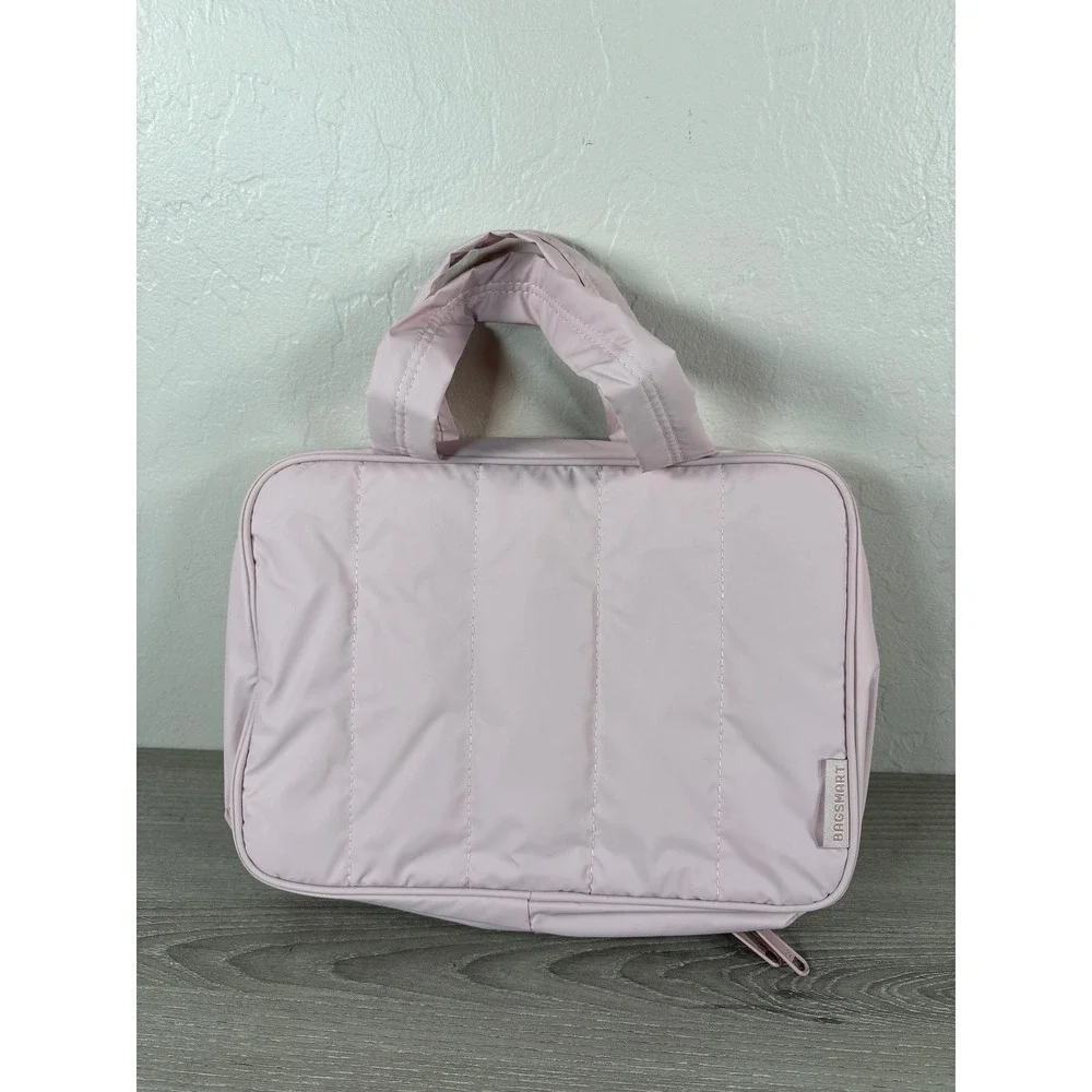 Bagsmart Hanging Toiletry Bag Quilted Puffer Travel Organizer Pink Large